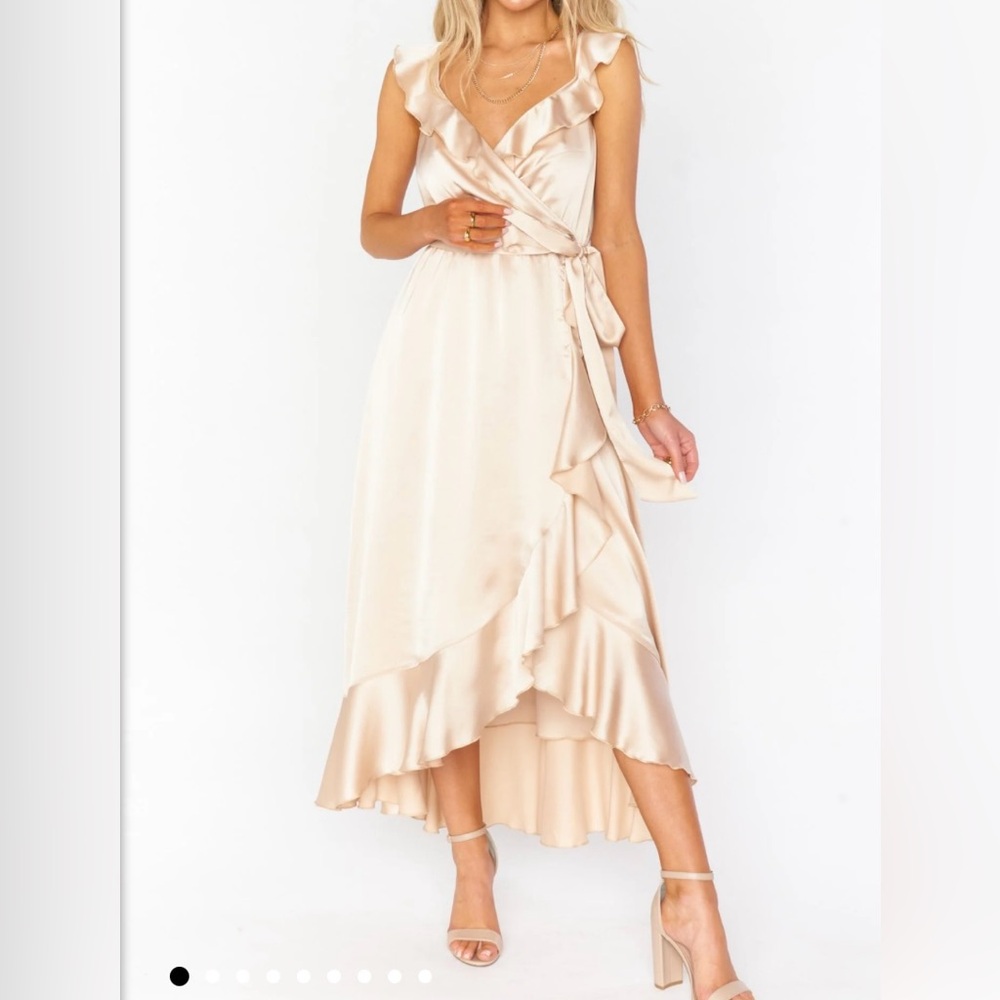Show Me Your MuMu Champagne High Low Ruffle Dress